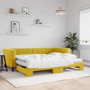 vidaXL Dagbädd utdragbar och madrasser gul 90x200 cm sammet