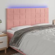 vidaXL Sänggavel LED rosa 160x5x118/128 cm sammet