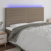 vidaXL Sänggavel LED taupe 180x5x118/128 cm tyg