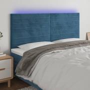 vidaXL Sänggavel LED mörkblå 180x5x118/128 cm sammet