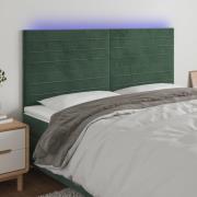 vidaXL Sänggavel LED mörkgrön 200x5x118/128 cm sammet