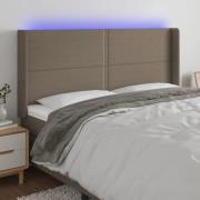 vidaXL Sänggavel LED taupe 183x16x118/128 cm tyg