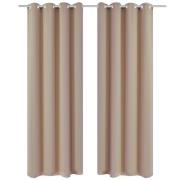 2-pack gräddvita mörkläggningsgardiner med metallringar 135 x 245 cm