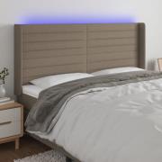 vidaXL Sänggavel LED taupe 163x16x118/128 cm tyg