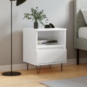 vidaXL Sängbord vit högglans 40x35x50 cm konstruerat trä