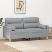 vidaXL 2-sits soffa med prydnadskuddar ljusgrå 140 cm tyg