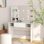vidaXL Sminkbord med LED-belysning 100x40x135 cm MDF vit