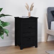 vidaXL Sängbord svart 40x35x61,5 cm massiv furu