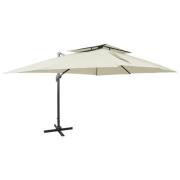 vidaXL Frihängande parasoll med ventilation sand 400x300 cm