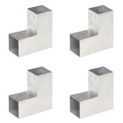 vidaXL Stolpbeslag 4 st L-form galvaniserad metall 81x81 mm