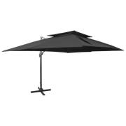 vidaXL Frihängande parasoll med ventilation svart 400x300 cm