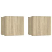 vidaXL Sängbord 2 st sonoma ek 30,5x30x30 cm konstruerat trä