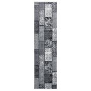 vidaXL Gångmatta grå BCF med blockmönster 80x400 cm
