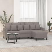 vidaXL 3-sitssoffa med fotpall taupe 180 cm tyg