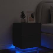 vidaXL Sängbord med LED-lampor svart konstruerat trä