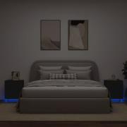 vidaXL Sängbord med LED-lampor 2 st svart konstruerat trä
