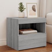vidaXL Sängbord med LED-lampor grå sonoma 50x40x45 cm
