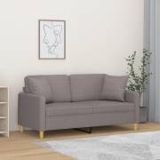 vidaXL 2-sits soffa med prydnadskuddar taupe 140 cm tyg