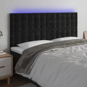 vidaXL Sänggavel LED svart 160x5x118/128 cm sammet