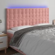 vidaXL Sänggavel LED rosa 160x5x118/128 cm sammet