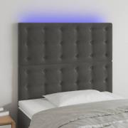 vidaXL Sänggavel LED mörkgrå 100x5x118/128 cm sammet