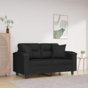 vidaXL 2-sitssoffa med prydnadskuddar svart 120 cm mikrofibertyg