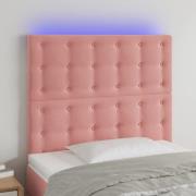 vidaXL Sänggavel LED rosa 80x5x118/128 cm sammet