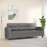 vidaXL 3-sitssoffa Mörkgrå 180 cm mikrofibertyg