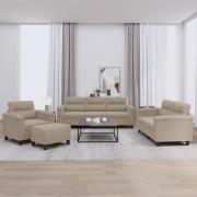 vidaXL Soffgrupp med kuddar 4 delar taupe mikrofibertyg