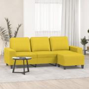 vidaXL 3-sitssoffa med fotpall Ljusgul 180 cm tyg