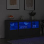 vidaXL Skänk med LED-belysning svart 142,5x37x67 cm