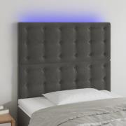 vidaXL Sänggavel LED mörkgrå 90x5x118/128 cm sammet