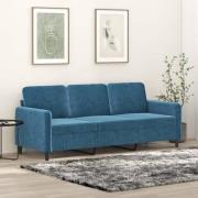 vidaXL 3-sitssoffa blå 180 cm sammet