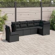 vidaXL Loungegrupp med dynor 6 delar svart konstrotting