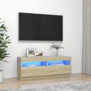 vidaXL TV-bänk med LED-belysning sonoma-ek 100x35x40 cm