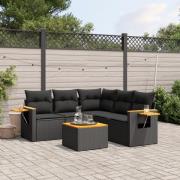 vidaXL Loungegrupp med dynor 6 delar svart konstrotting