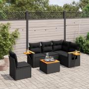 vidaXL Loungegrupp med dynor 6 delar svart konstrotting