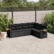 vidaXL Loungegrupp med dynor 6 delar svart konstrotting