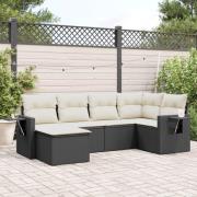 vidaXL Loungegrupp med dynor 6 delar svart konstrotting