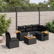 vidaXL Loungegrupp med dynor 6 delar svart konstrotting