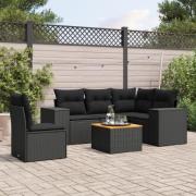 vidaXL Loungegrupp med dynor 6 delar svart konstrotting