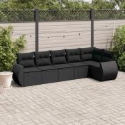 vidaXL Loungegrupp med dynor 6 delar svart konstrotting
