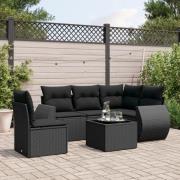 vidaXL Loungegrupp med dynor 6 delar svart konstrotting