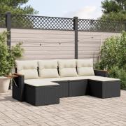 vidaXL Loungegrupp med dynor 6 delar svart konstrotting