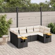 vidaXL Loungegrupp med dynor 6 delar svart konstrotting