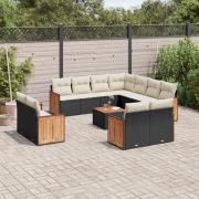 vidaXL Loungegrupp med dynor 12 delar svart konstrotting