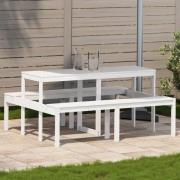 vidaXL Picknickbord vit 160x134x75 cm massivt trä
