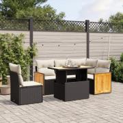 vidaXL Loungegrupp med dynor 6 delar svart konstrotting