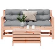 vidaXL Loungegrupp för trädgården med dynor 3 delar massivt douglasträ