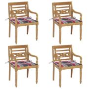 vidaXL Bataviastolar med dynor 4 st massiv teak